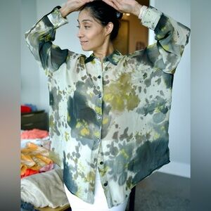 ZARA button down silk shirt blouse